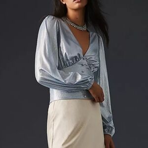 Anthropologie Flat White Shine Blouse
